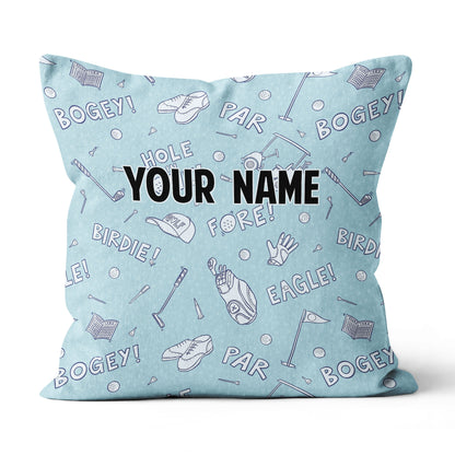 Blue Funny Golf Elements Custom Throw Pillow Personalized Golf Gifts LDT1142