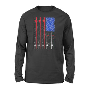 American US Flag Fishing Rod Shirt, Fisherman Gift D06 NQSD302 - Standard Long Sleeve