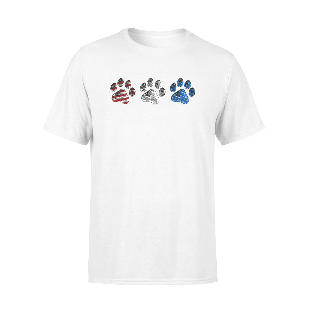 Red White Blue American Flag Dog paws T shirt design gift ideas for Dog lovers  - SPH85