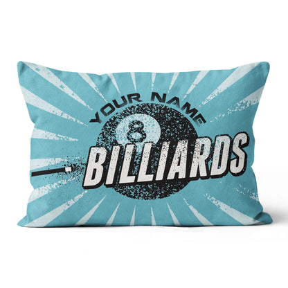 Personalized Blue Vintage 8 Ball Billiards Pillow Custom Billiards Gifts VHM0823