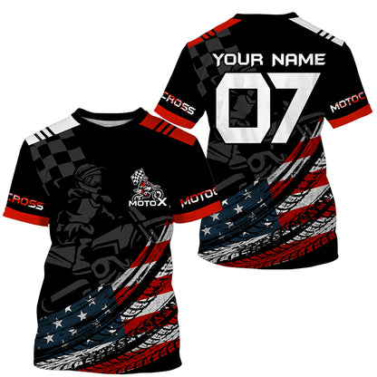 American flag personalized Motocross men women kid jersey Patriotic UPF30+ racing dirt bike shirt PDT353