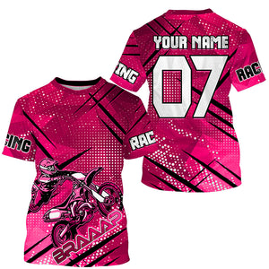 Pink dirt bike racing jersey custom Motocross youth men women UPF30+ off-road extreme MX shirt PDT337