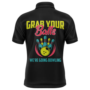 Grab Your Balls Funny Men Polo Bowling Shirt Personalized Bowlers Jersey Short Sleeve NBP62