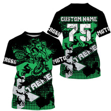 Load image into Gallery viewer, Personalized men women kid Motocross jersey green UV extreme dirt bike off-road motorcycle shirt PDT406