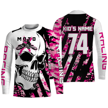 Load image into Gallery viewer, Skull MotoX jersey custom number motocross UPF30+ pink camo dirt bike racing motorcycle racewear NMS949