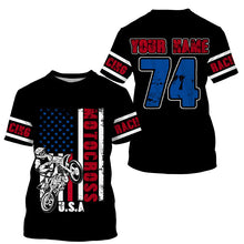 Load image into Gallery viewer, American flag jersey Motocross custom youth adult UPF30+ biker off-road motorcycle shirt patriotic PDT245