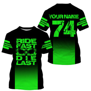 Custom MX racing jersey kid men women UPF30+ Motocross Ride Fast Die Last dirt bike off-road shirt PDT266