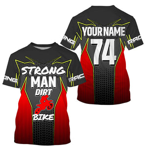 Red custom motocross jersey men women kid UPF30+ Strong Man Dirt Bike off-road shirt motorcycle PDT282