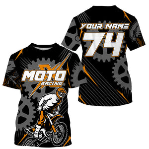 Personalized orange dirt bike jersey for kid&adult UPF30+ Motocross racing MotoX off-road shirt PDT364