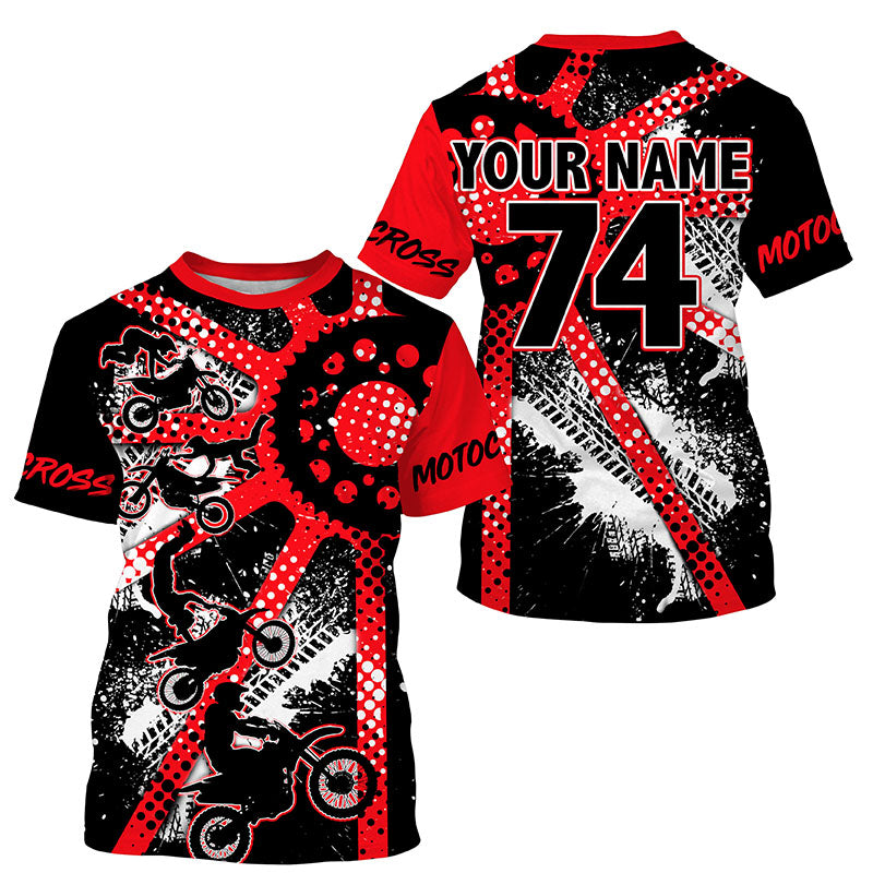Men women youth Dirt Bike jersey UPF30+ freestyle red motocross racing shirt for biker off-road PDT417