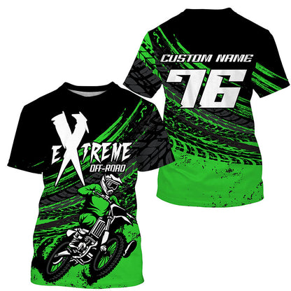 Personalized extreme MX racing jersey kid men women green Motocross shirt UPF30+ motorcycle biker  PDT309