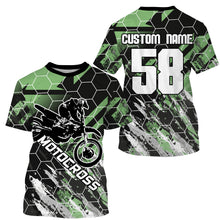 Load image into Gallery viewer, Custom motocross jersey UPF30+ kid mens womens green dirt bike racing off-road motorcycle racewear NMS951