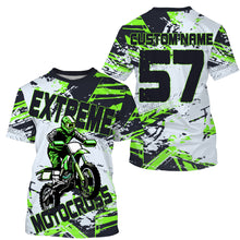 Load image into Gallery viewer, Customized name&amp;number Motocross jersey green white youth adult UV MX dirt bike long sleeves racing PDT190