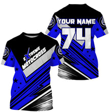 Load image into Gallery viewer, Personalized MX jersey UPF30+ dirt bike off-road kid&amp;adult Motocross racing blue motorcycle shirt PDT213