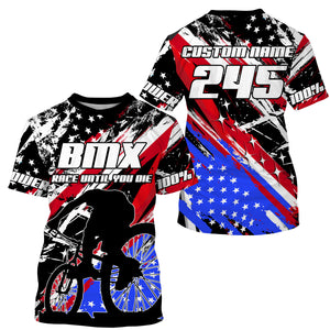 Race until you die Custom patriotic BMX racing jersey UPF30+ Adult kid cycling gear USA bike shirt| SLC78