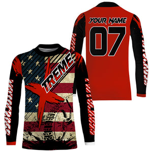 Extreme custom Motocross jersey UPF30+ American flag dirt bike racing kid women men off-road shirt PDT272