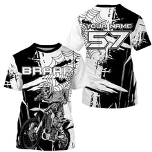 Load image into Gallery viewer, Skull black MX jersey Motocross kids adult custom dirt bike UPF30+ long sleeves off-road motorcycle PDT176