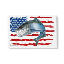 Load image into Gallery viewer, Salmon fishing with American flag ChipteeAmz&#39;s art Matte Canvas AT026