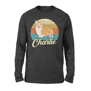 Custom name awesome Corgi 1970s vintage retro personalized gift - Standard Long Sleeve