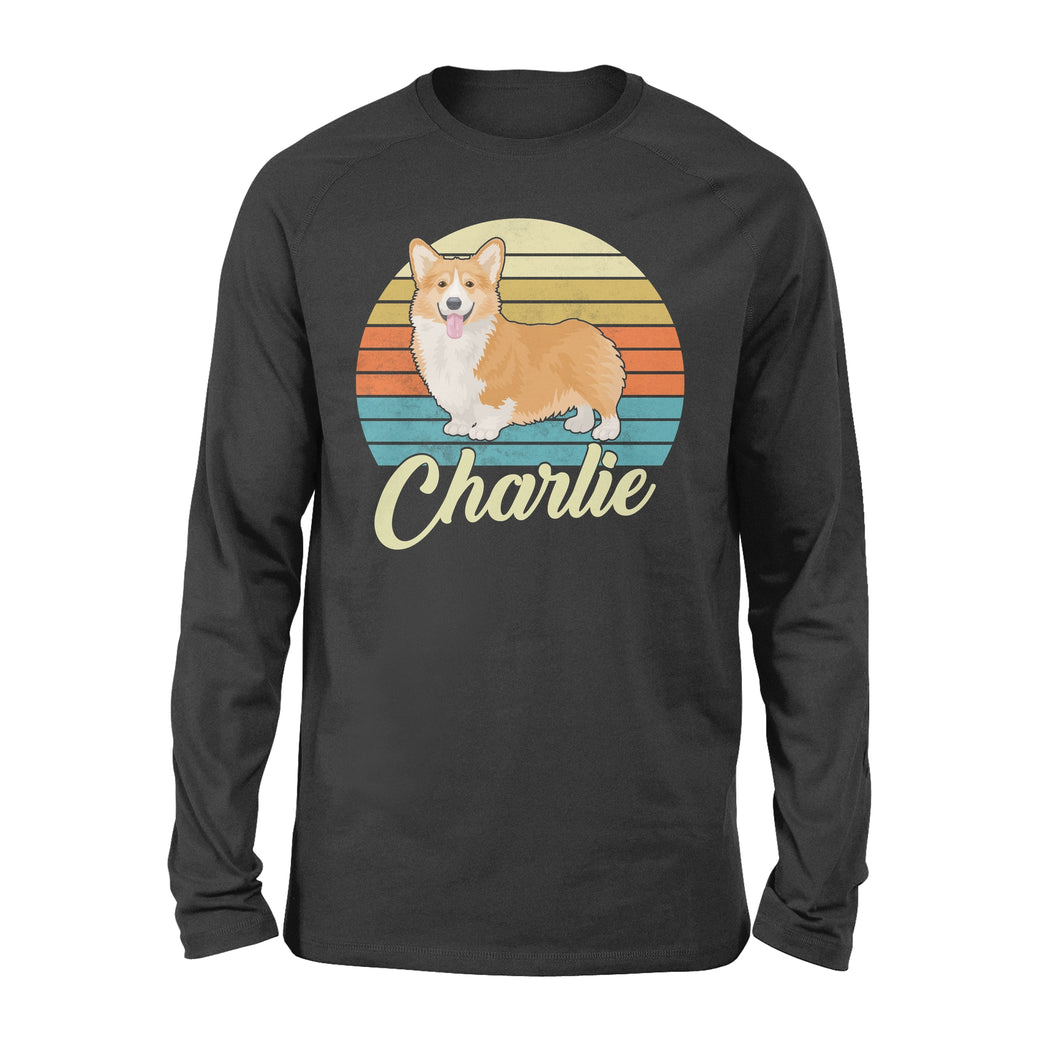 Custom name awesome Corgi 1970s vintage retro personalized gift - Standard Long Sleeve