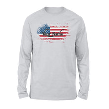 Load image into Gallery viewer, Custom name American Flag Fish Hook fishing Long Sleeve, personalized fishing apparel gift for Fishing lovers- NQS1198