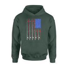 Load image into Gallery viewer, American US Flag Fishing Rod Shirt, Fisherman Gift D06 NQSD302 - Standard Hoodie