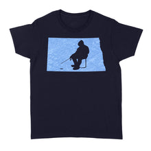 Load image into Gallery viewer, North Dakota Ice Fishing Shirts, Winter Fishing North Dakota State Love Fishing Women&#39;s Tshirt - FSD2926 D06