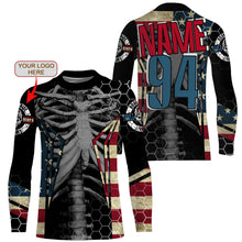 Load image into Gallery viewer, Custom logo racing jersey UPF30+ Patriotic chest bone motorcycle motocross offroad riders racewear NMS1015