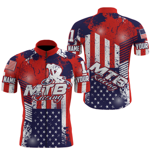 American MTB cycling jersey mens UPF50+ USA Mountain bike gear Breathable biking tops with pockets| SLC91