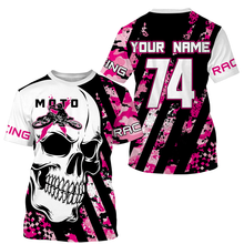 Load image into Gallery viewer, Skull MotoX jersey custom number motocross UPF30+ pink camo dirt bike racing motorcycle racewear NMS949
