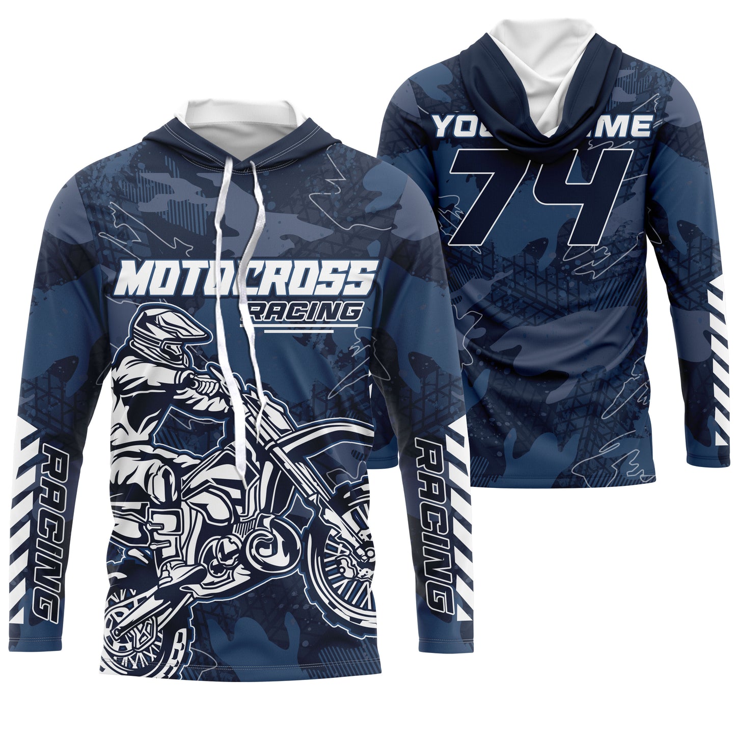 Men women kids jersey for dirt bike custom UPF30+ blue motocross racing xtreme off-road motorcycle PDT102