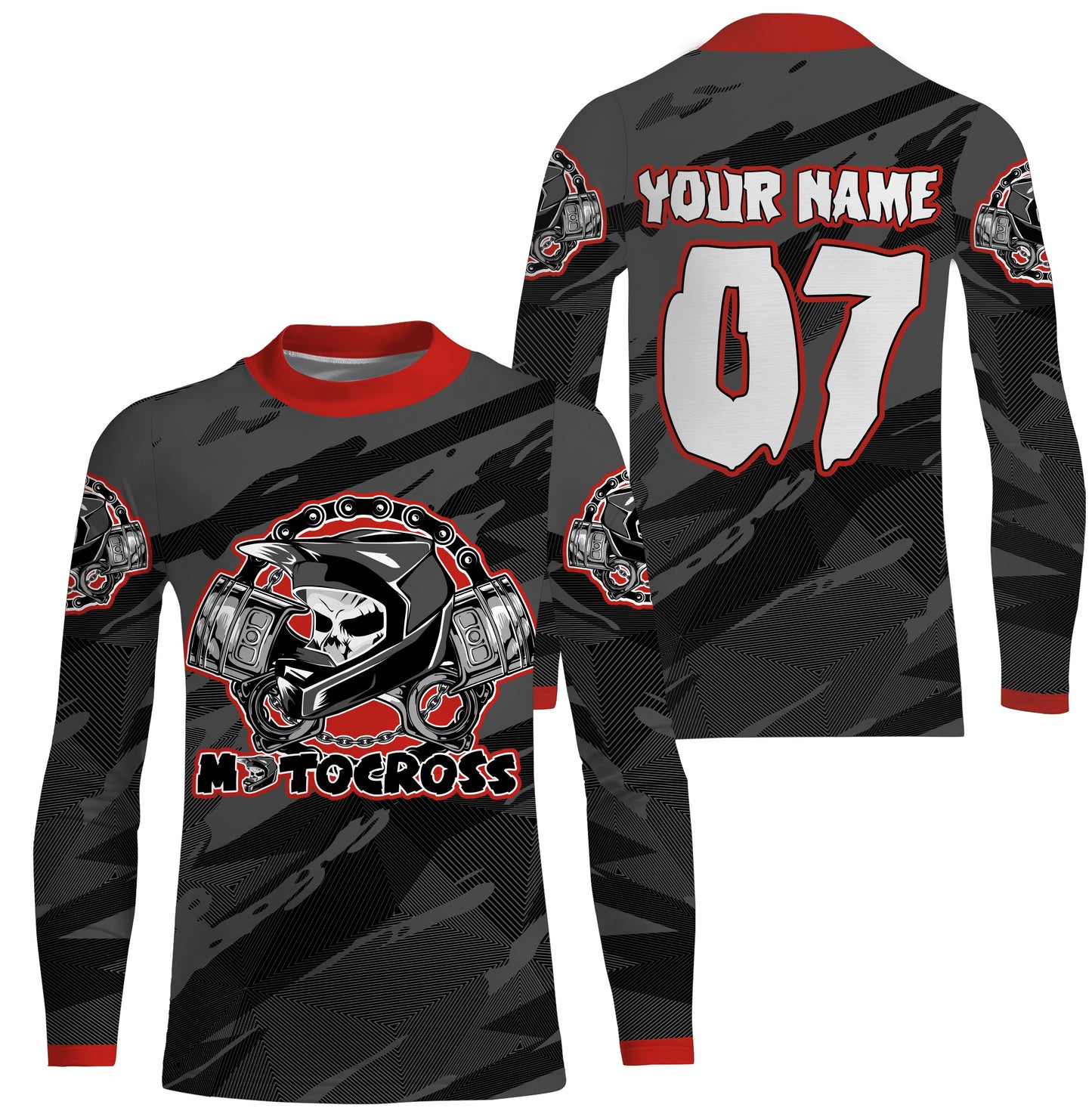 Motocross jersey black custom UPF30+ xtreme skull MX racing biker shirt motorcycle shirt PDT18