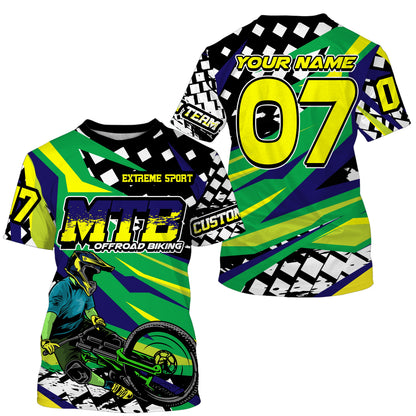 Green mountain bike shirt UPF30+ Personalized Adult kid MTB jersey cycling gear mens| SLC135