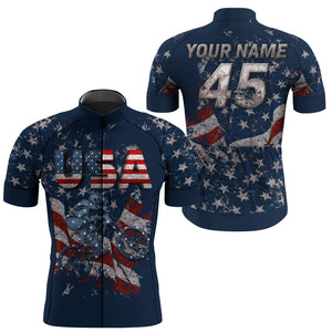 Custom Mens American cycling jersey UPF50+ USA MTB BMX shirt Breathable cycle gear with pockets| SLC68