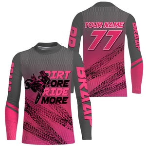 Girls women custom motocross jersey pink UPF30+ dirt bike MX racing Dirt More Ride More off-road NMS978