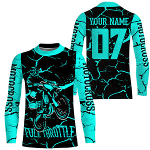 Full Throttle Personalized Motocross Jersey UPF30+ Kid Adult Dirt Bike Long Sleeves MX Racing NMS1145