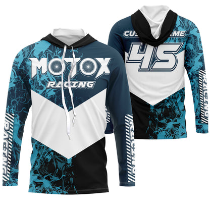 Kids men women custom motocross jersey UPF30+ blue MotoX racing off-road dirt bike riding shirt PDT114