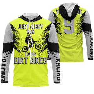 Just A Boy Who Loves Dirt Bikes custom jersey green UPF30+ men boys motocross racewear off-road NMS969