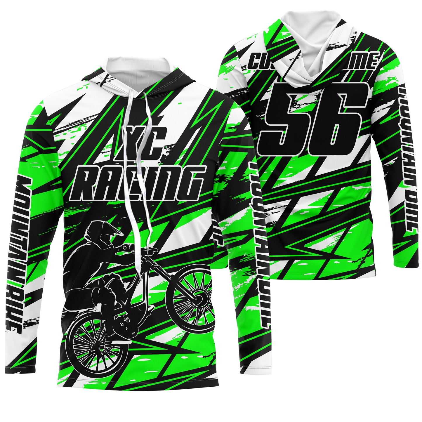 Green XC mountain bike jersey UPF30+ Cross-country kid adult MTB shirt cycling gear| SLC107