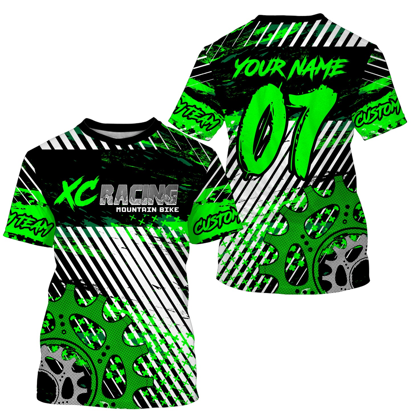 Cross-country XC mountain bike jersey UPF30+ Green kid adult MTB shirt youth boys cycling gear| SLC106