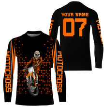 Load image into Gallery viewer, Adult kid personalized motocross jersey UPF30+ orange dirt bike racing off-road motorcycle riders NMS983