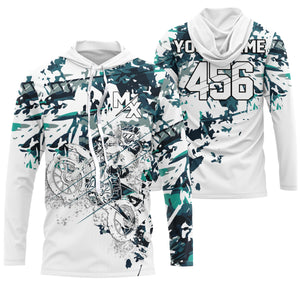 Personalized motocross jersey blue camouflage kid adult UPF30+ MX racing dirt bike off-road NMS984