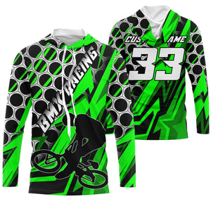 Personalized Green BMX racing jersey UPF30+ Adult Kid stunt riding shirt Extreme cycling gear| SLC54