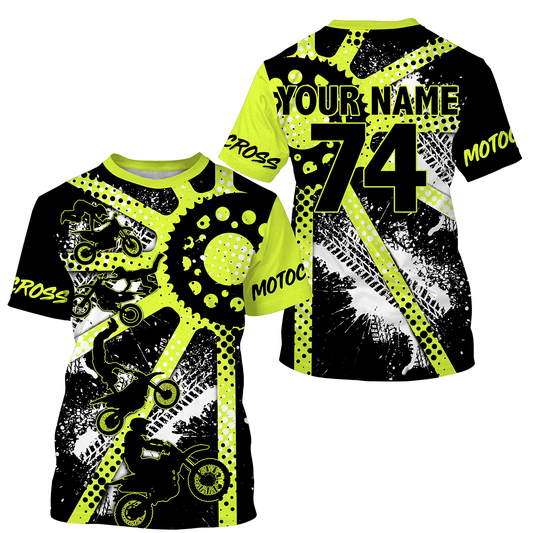 Dirt bike freestyle kid men women custom MX jersey UPF30+ green Motocross off-road racing shirt PDT63