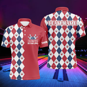 Funny Men Polo Bowling Shirt, Personalized Name Argyle Bowling Pattern Bowler Team Jersey NBP21