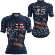 Load image into Gallery viewer, Custom Womens American cycling jersey UPF50+ USA MTB BMX shirt Breathable cycle gear with pockets| SLC68