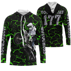 Youth kid adult Motocross racing jersey green shirt custom UV protective off-road MX extreme biker PDT35