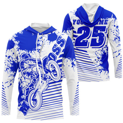Kids men women jersey for dirt bike custom UPF30+ blue off-road Motocross racing shirt racewear PDT105