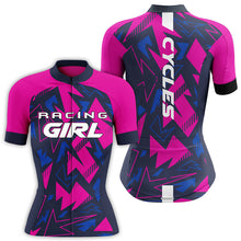 Load image into Gallery viewer, Pink Women cycling jersey with 3 pockets UPF50+ Racing girl jersey Custom name ladies bike clothes| SLC191