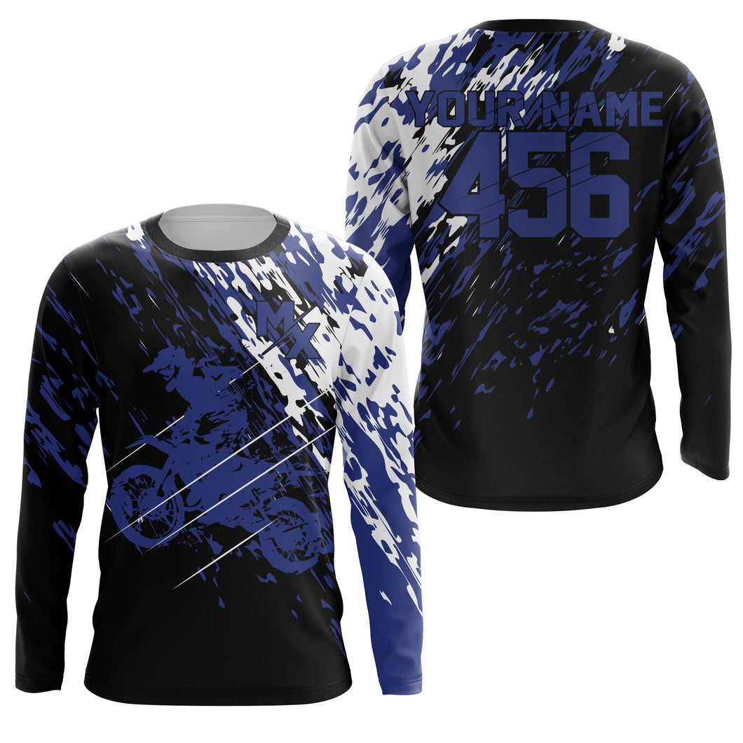 Personalized dirt bike jersey adult&kid UPF30+ Motocross MX racing off-road motorcycle - Blue| NMS909